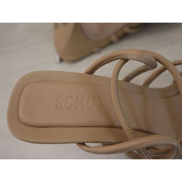 Schutz Women's Sz 8.5B Light Nude Strappy Leather Stiletto Sandals Heels - Picture 8 of 10